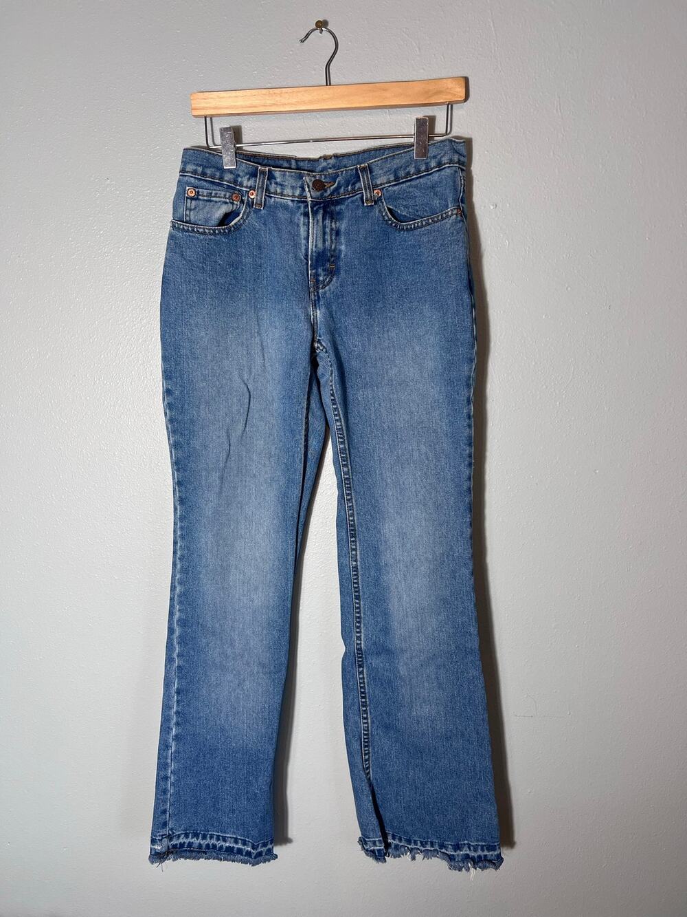 Jordache Classic Sz 9 10 Straight Jeans Vtg 90s 2000s Y2K Distressed Frayed